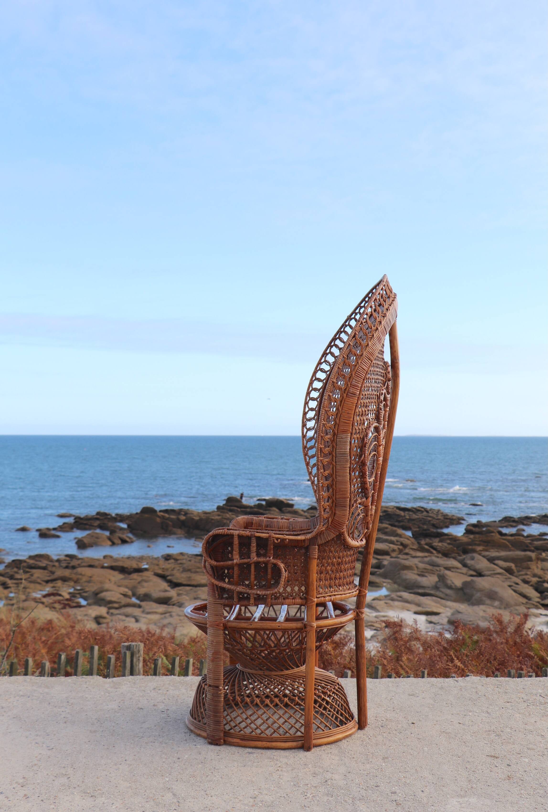 "Emmanuelle" armchair (Peacock chair) in rattan, 20th century
