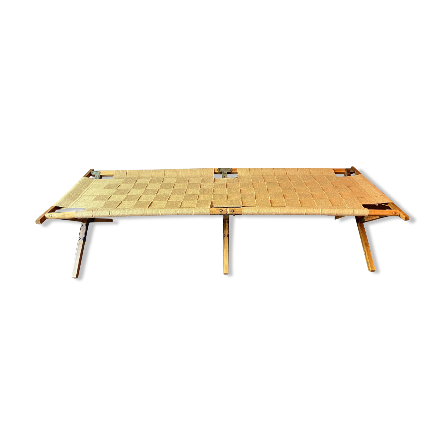 Army camp bed - daybed - jute braiding