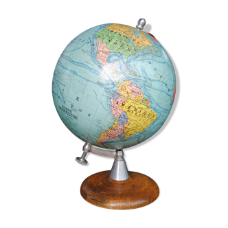 Globe terrestre vintage par J.Forest, Girard Barrère et Thomas Editeurs