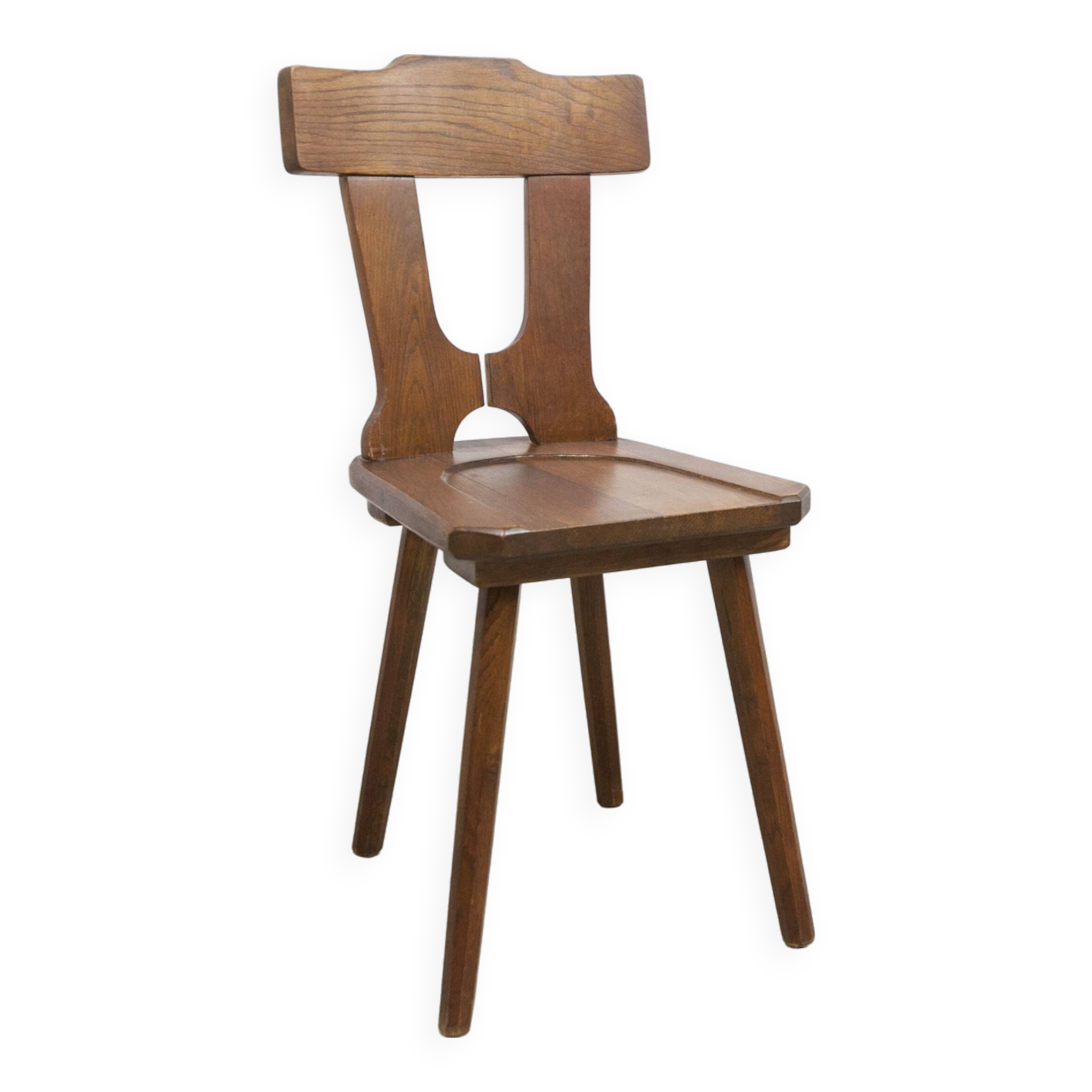 Chaise brutaliste 1960 bois massif