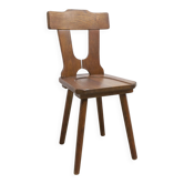 Chaise brutaliste 1960 bois massif