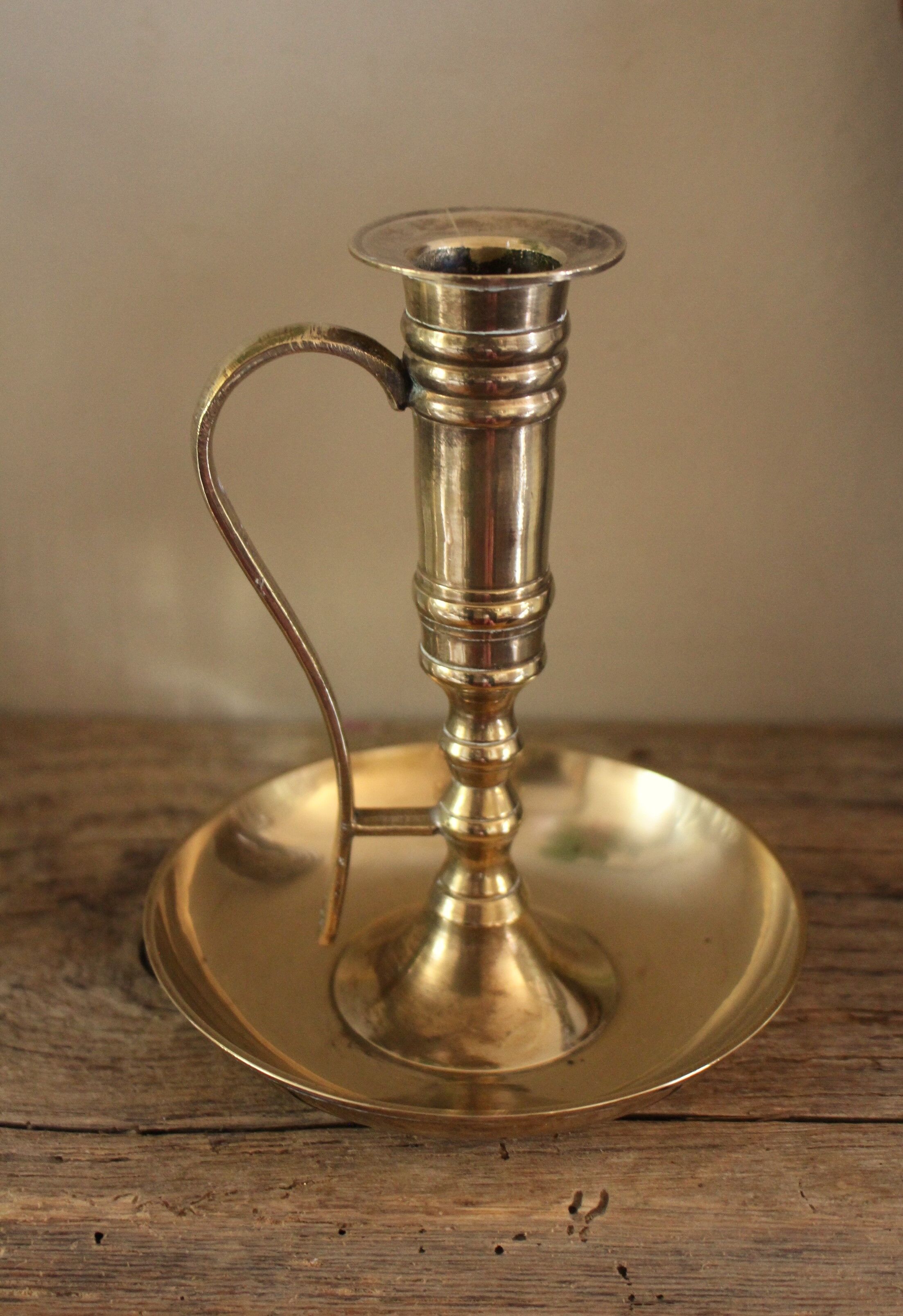 Cellar Rat candle holder brass high binet rings