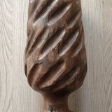 Hand-carved solid wood candle holder