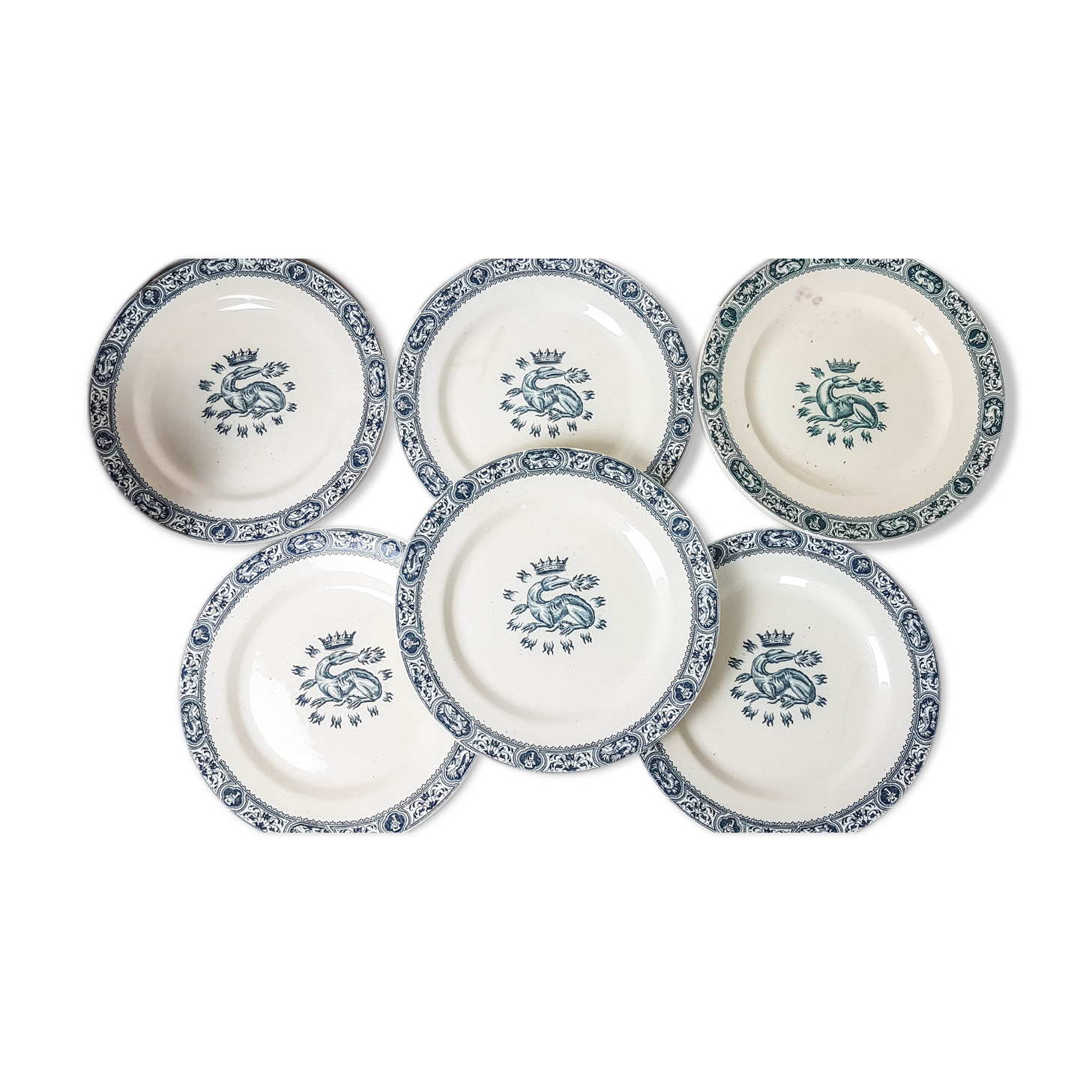 Lot 6 dessert plates François 1st SALINS Iron Earth