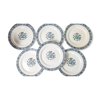 Lot 6 assiettes à dessert François 1er Salins Terre de fer