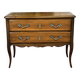 Commode 2 tiroirs de style Louis XV fin XIXème en noyer et peuplier