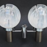 Pair of wall lamps Mazzega opalescent Murano Italy