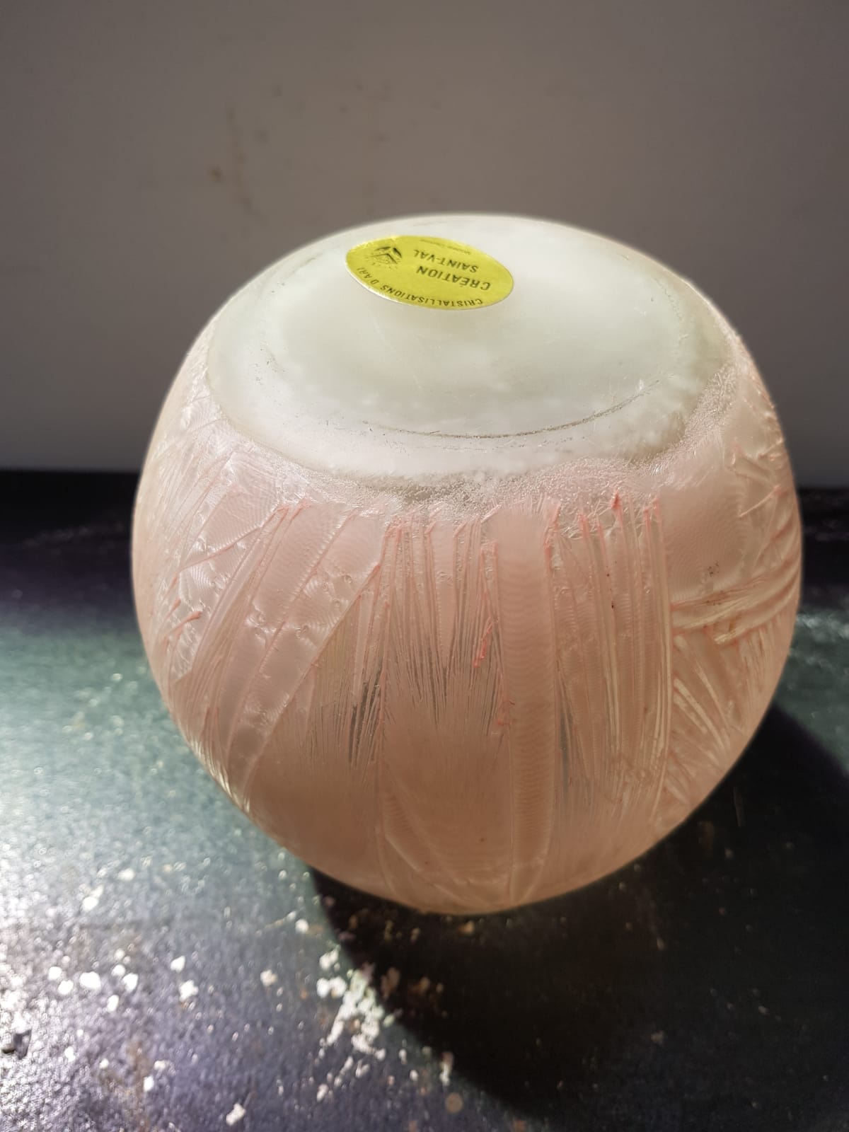 Old vase crystallry art st val glass rose decoration vintage