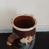 Pitcher in earthenware floral decoration XXth