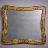Important rectangular Venetian mirror with a richly painted wooden frame.