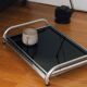 Aluminum and glass tray, Italy, 1950s/1960s