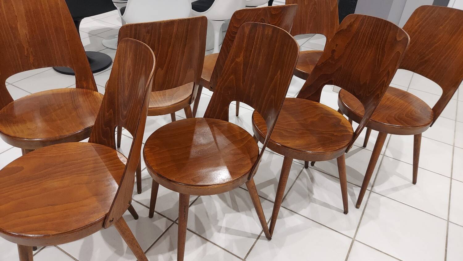 Set of 8 Baumann Bistrot chairs, Mondor model, vintage 1970s