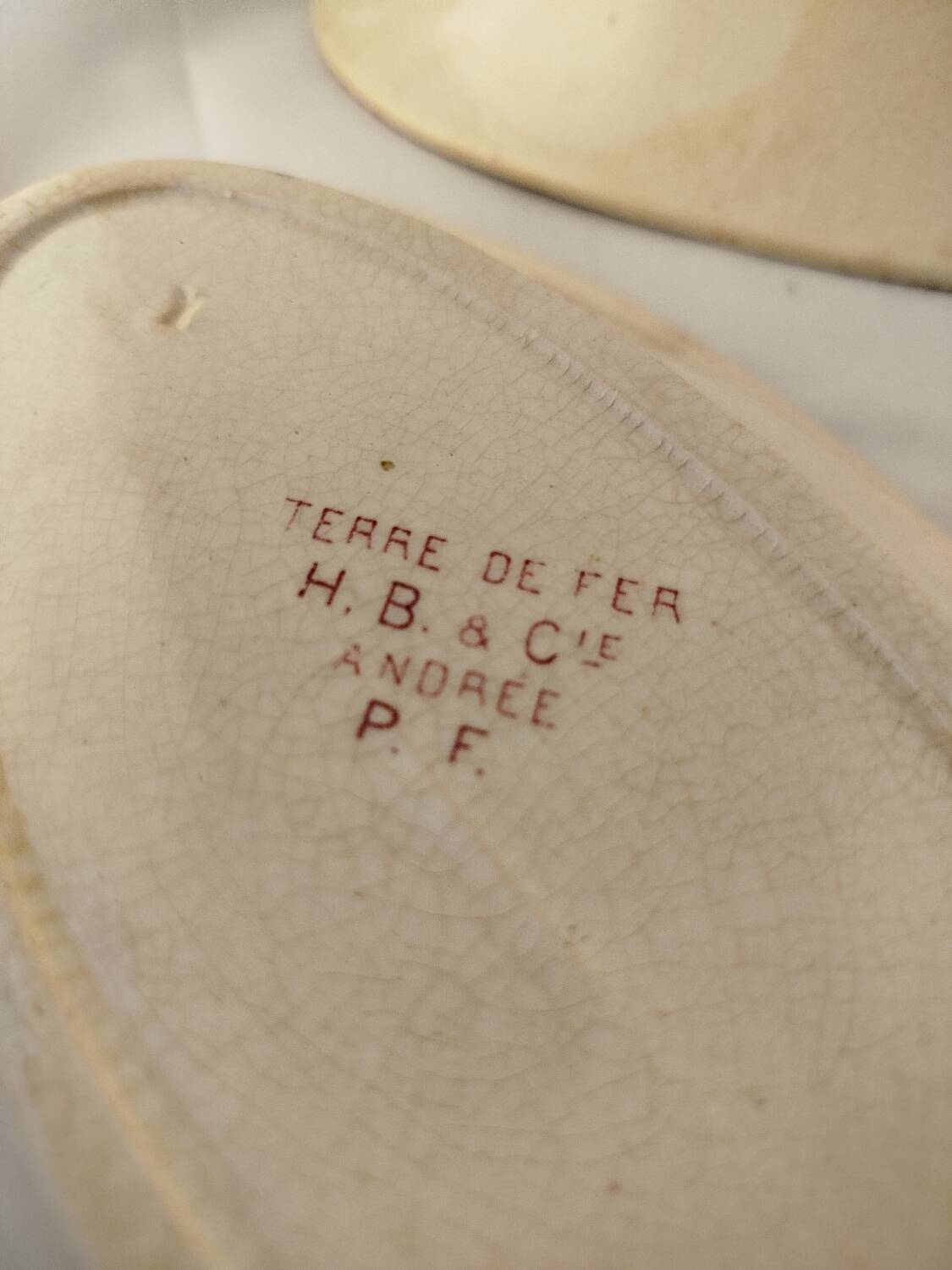 Antique service, fruit dish and 3 oval platters, ironstone