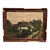 Oil on canvas early 20th century by Fernande Prudhomme 1910 landscape of North Denain