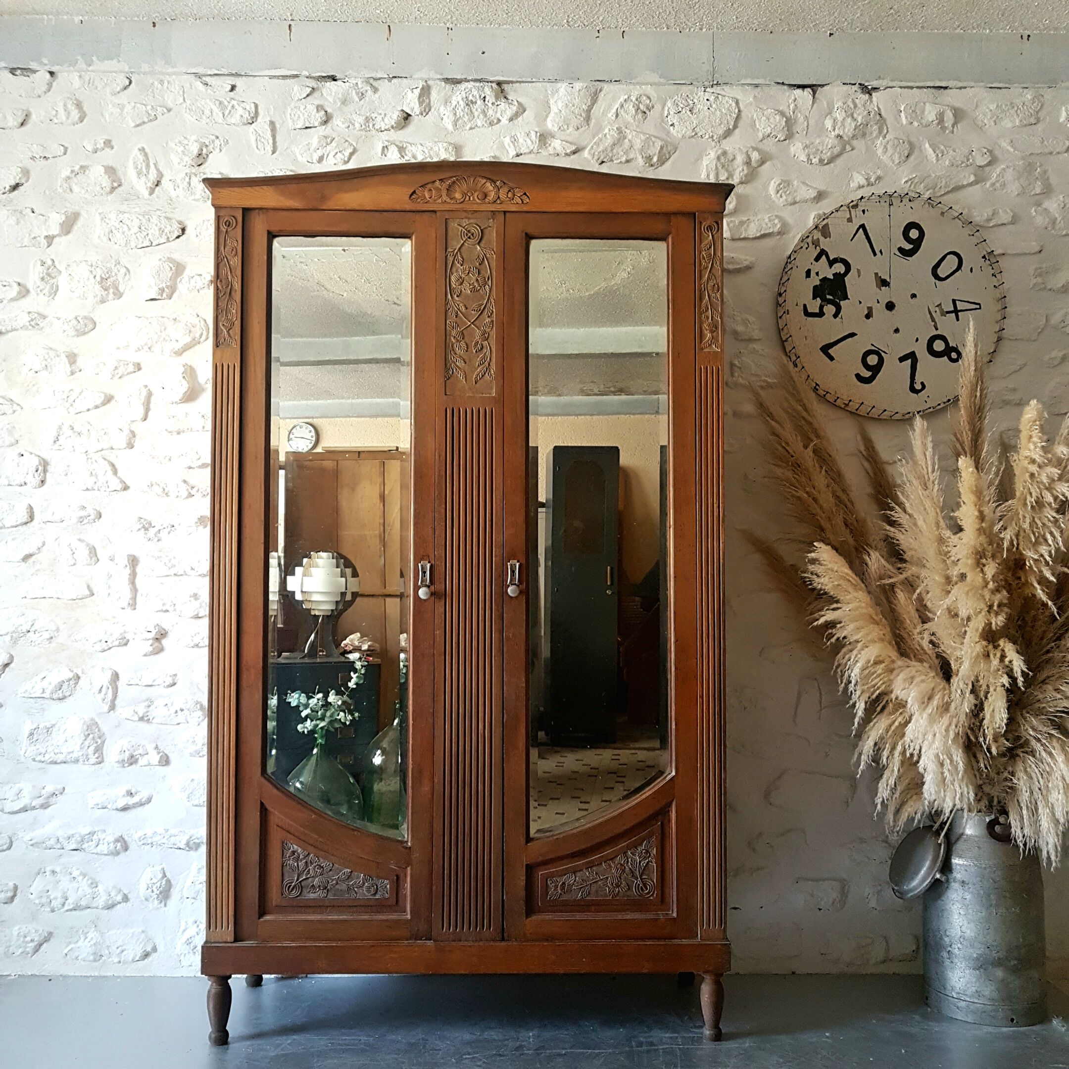 Large wardrobe with glass Deco / mirror