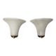 Pair of Italian wall sconces, frosted glass, brass.