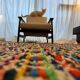 Multicoloured vintage wool rug 150x187 cm, 1970s