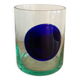 Verre soufflé artisanal avec insert bleu