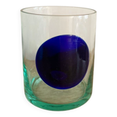 Verre soufflé artisanal avec insert bleu