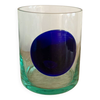 Hand blown glass with blue insert