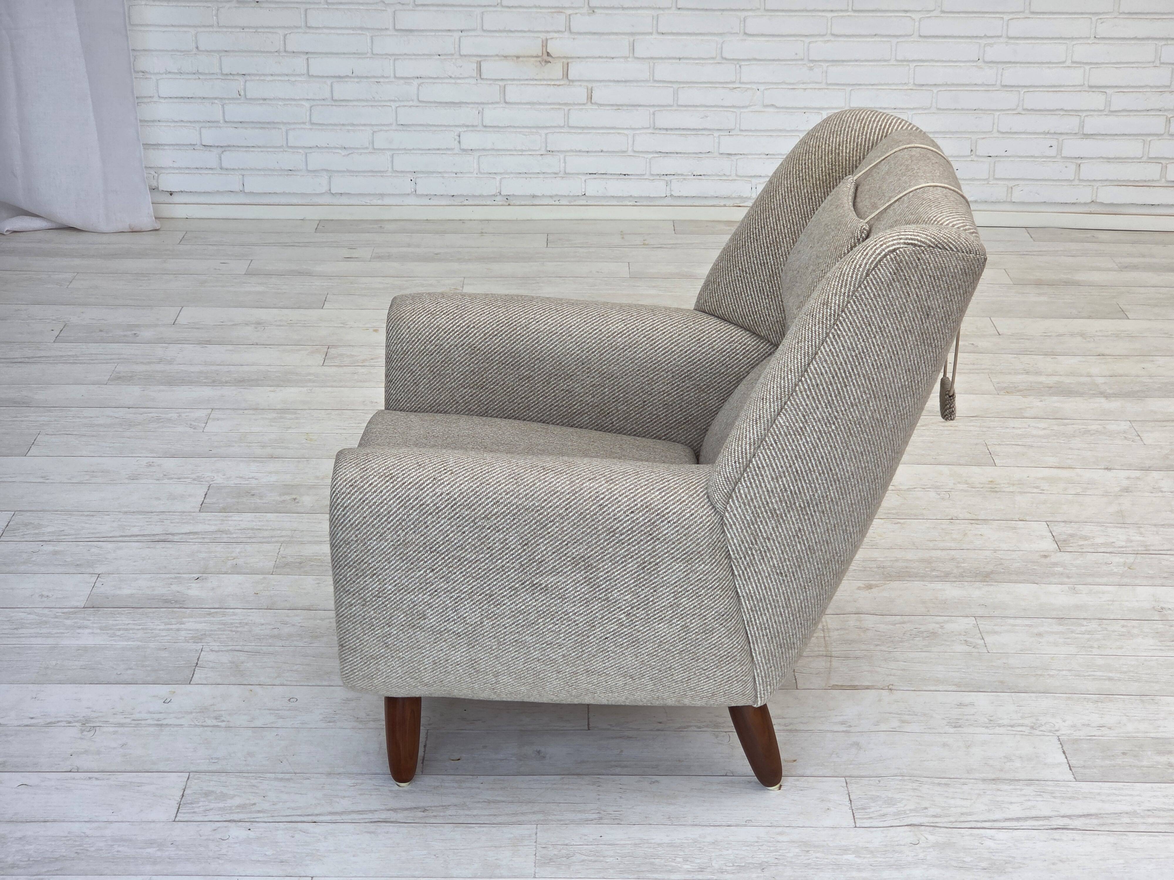 1960s, Danish design by Kurt Østervig, armchair model 61, wool, teak.