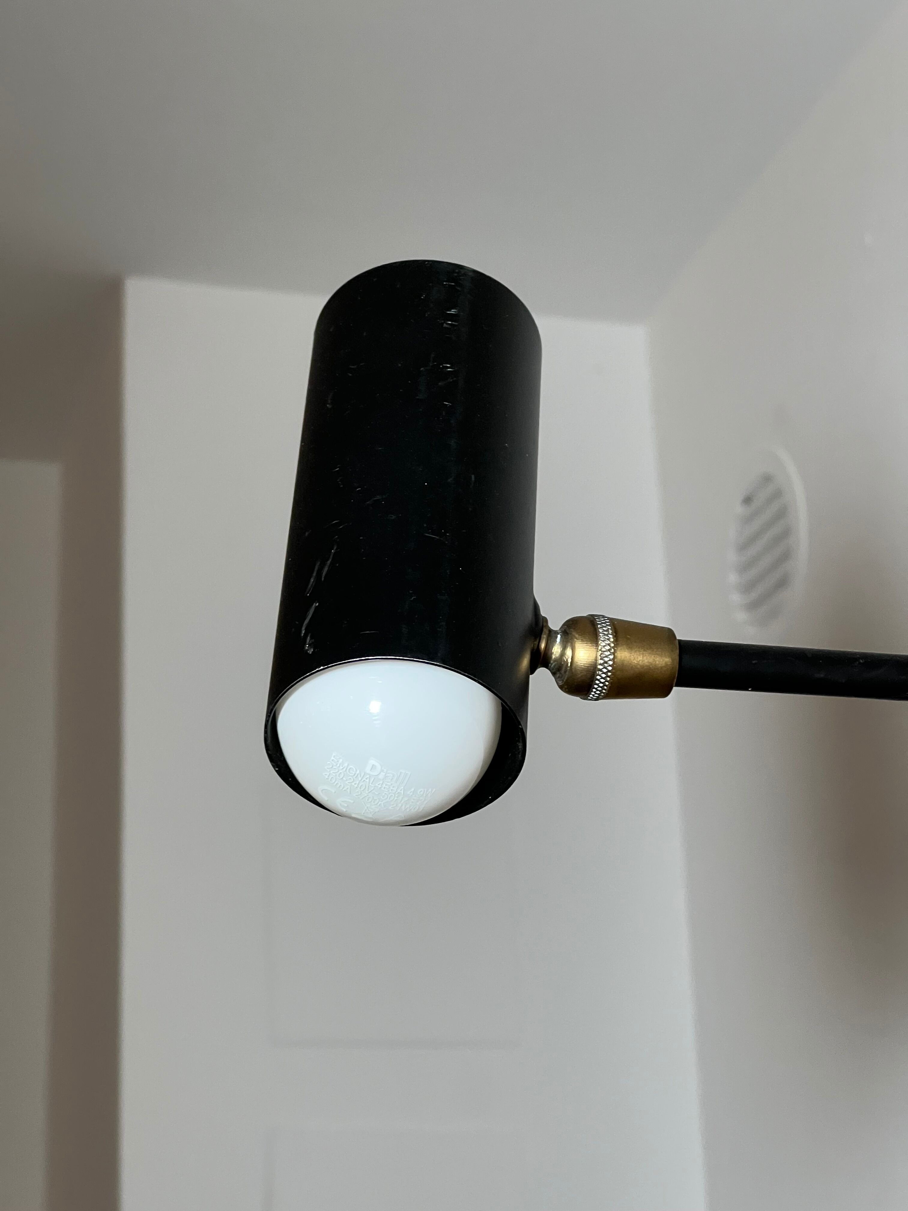 Vintage black metal wall lamp 1950s