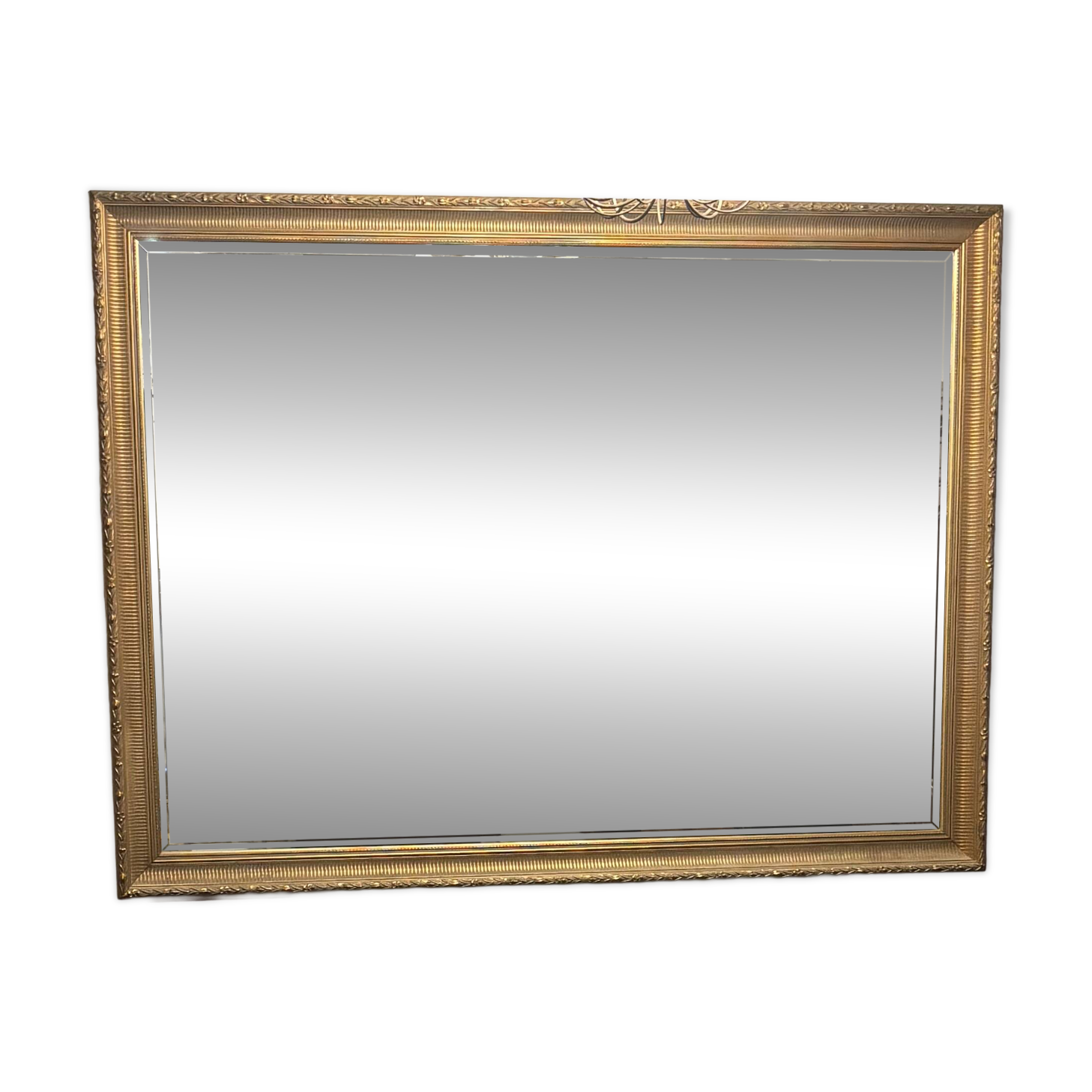 Large vintage gold rectangular mirror; highly sought after by decorators.