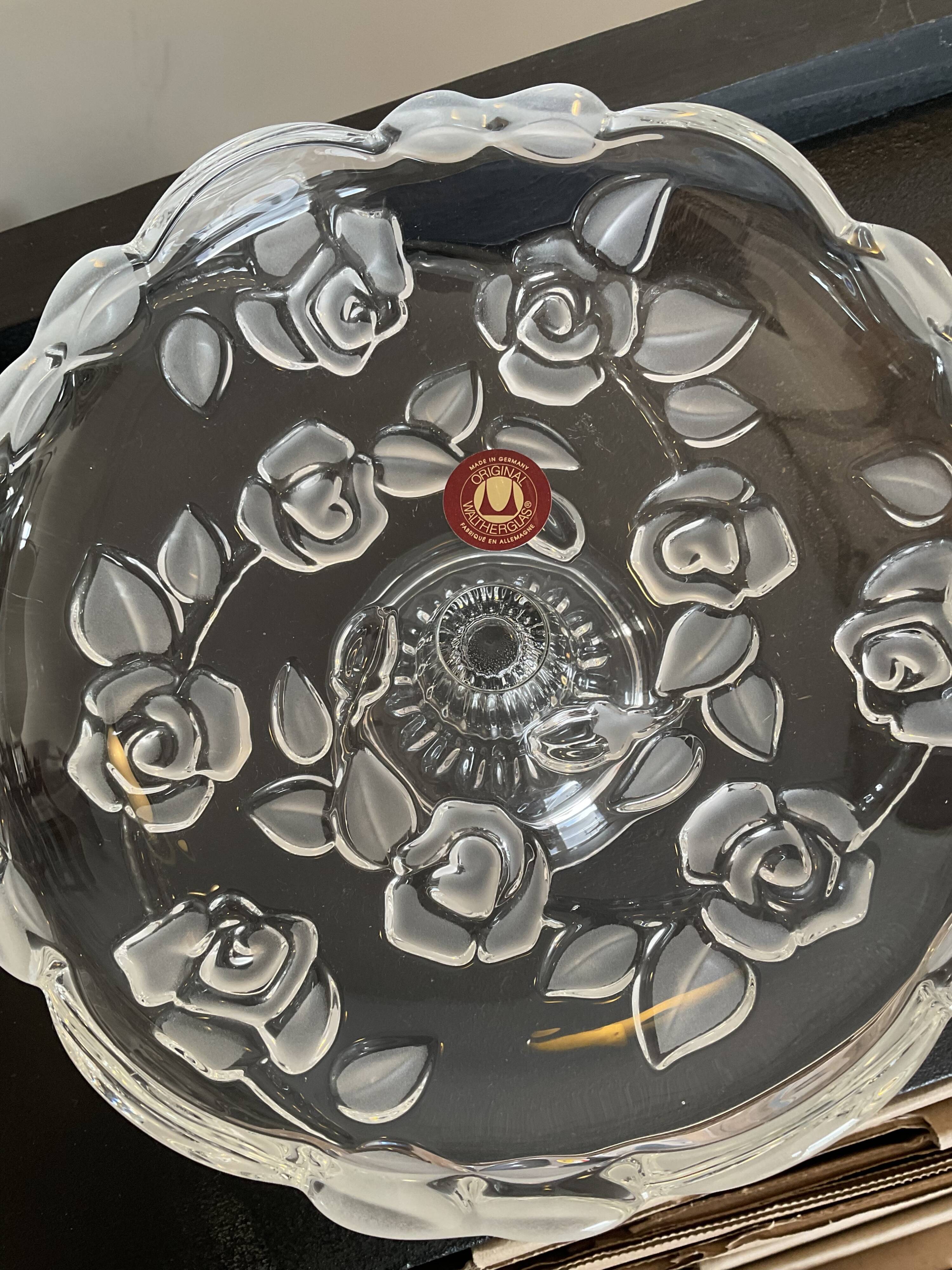 Empty vintage stand pocket in molded glass Germany