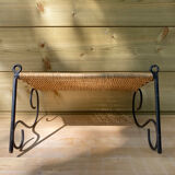 Wicker and metal shelf, 50s