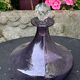 Bubble and purple blown glass decanter and faceted cut glass cap