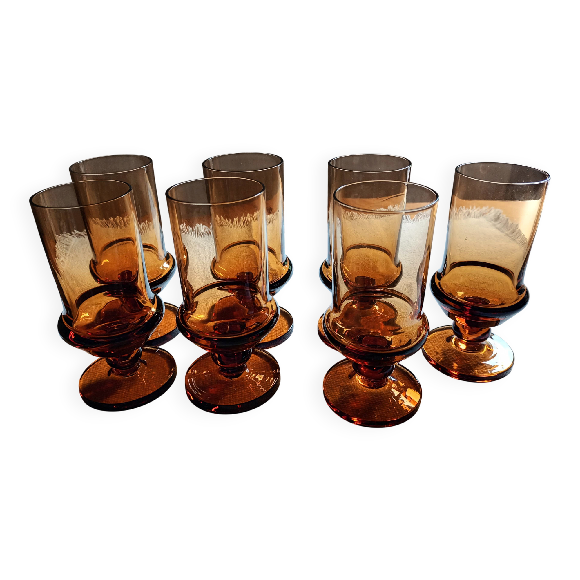 7 verres en verre soufflé de Vallérysthal