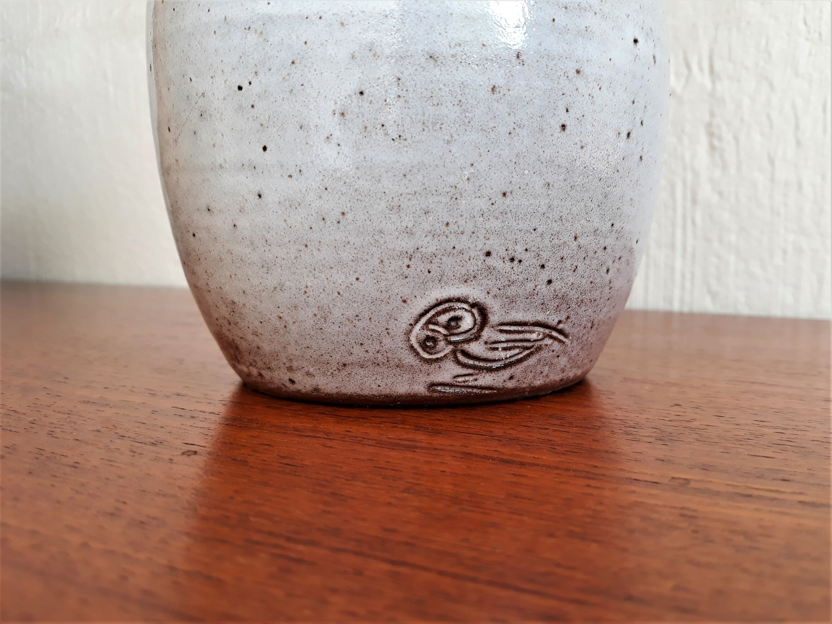 Vintage ceramic pitcher Jeanne and Norbert Pierlot glazed sandstone 1950