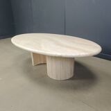 Vintage oval travertine coffee table, 1970s
