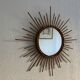 Miroir vintage 1960 soleil rotin osier - 55 cm