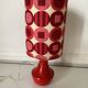 Vintage lamp with glass base and textile lampshade, 1970s
