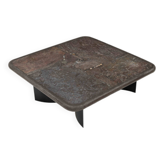 Table basse brutaliste par Paul Kingma
