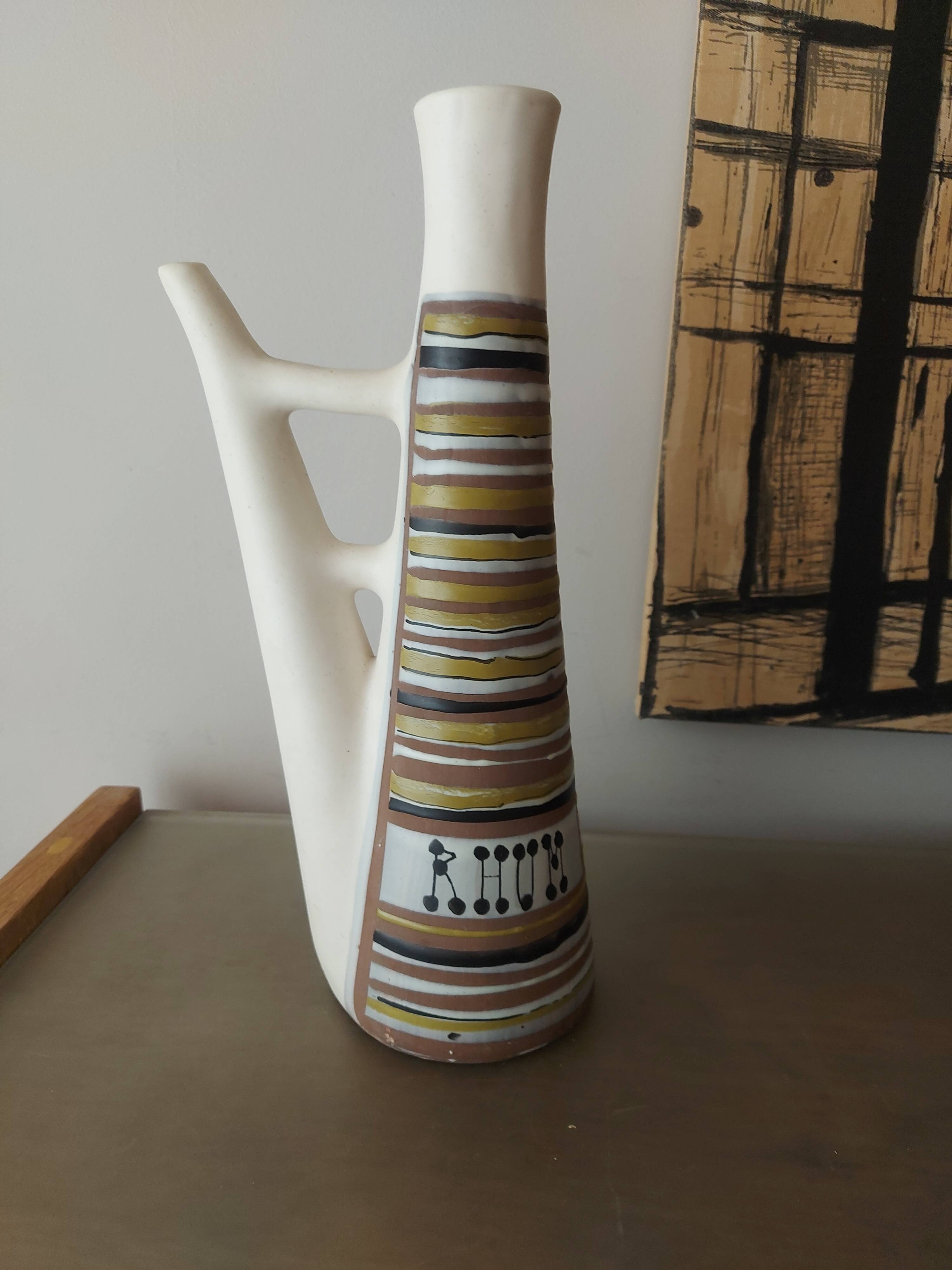 Ceramic pitcher " rum " roger capron , vallauris