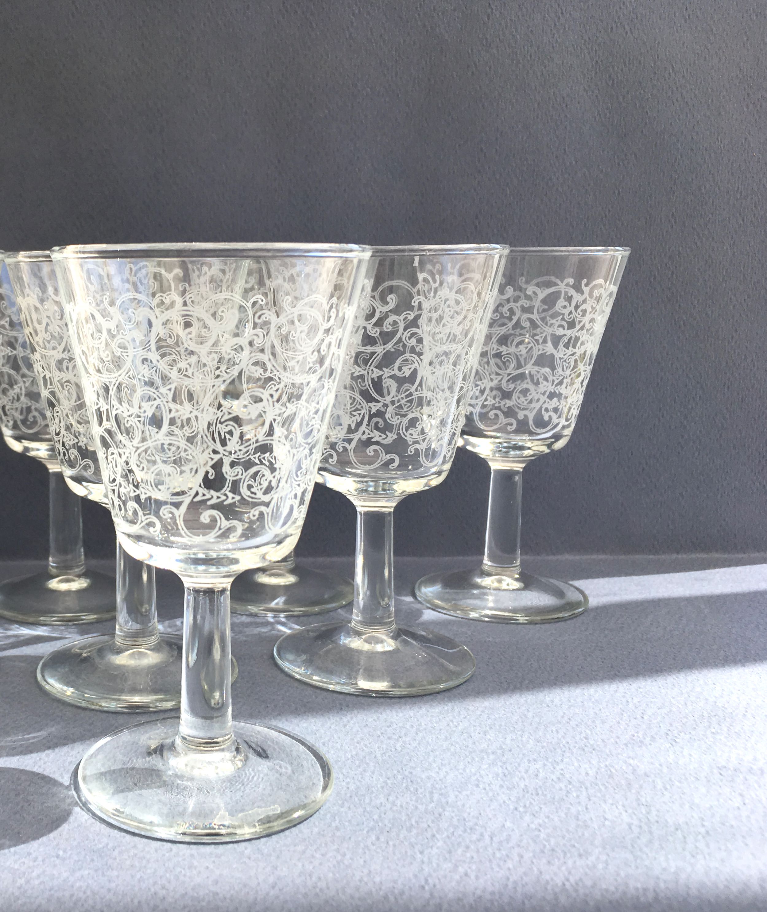 Set de 6 verres à porto ciselés