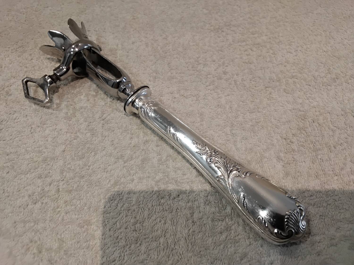 Leg of lamb handle, silver-plated metal handle, Christofle Marly silversmith, 21.6cm