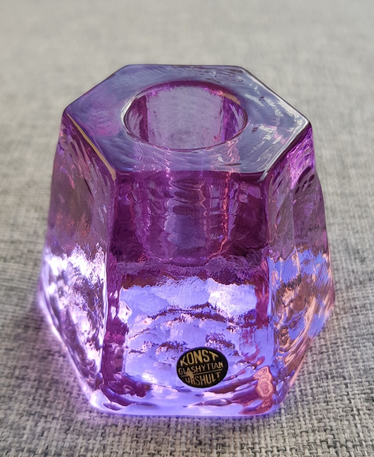 Swedish Konst Glashyttan Urshult glass candle holder