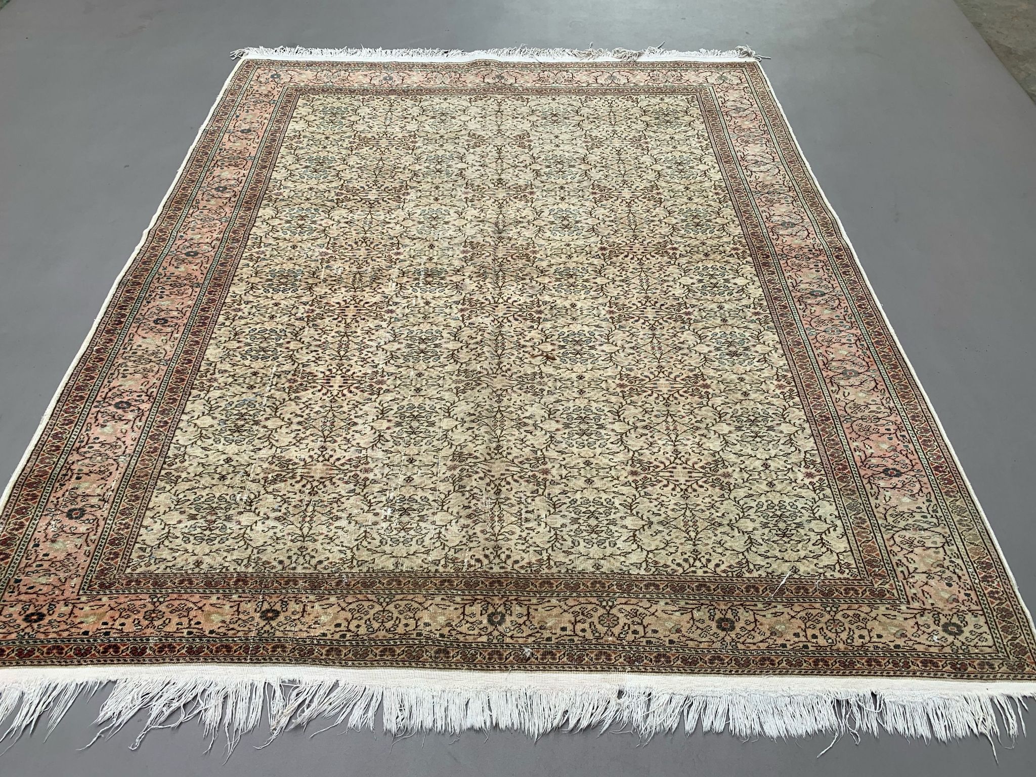 Vintage Square Turkish Rug 245x200 cm, Tribal Wool Carpet Large
