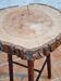 Table haute tripode brutaliste en bois et métal, 74 cm