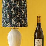 Royal Delft white ceramic table lamp with Liberty London shade, 1930s.