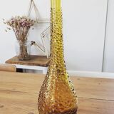 Carafes en verre bullé jaune orangé