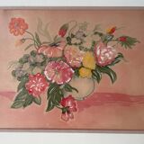 Watercolor painting, spring bouquet, framed.