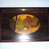 Wood marquetry tray