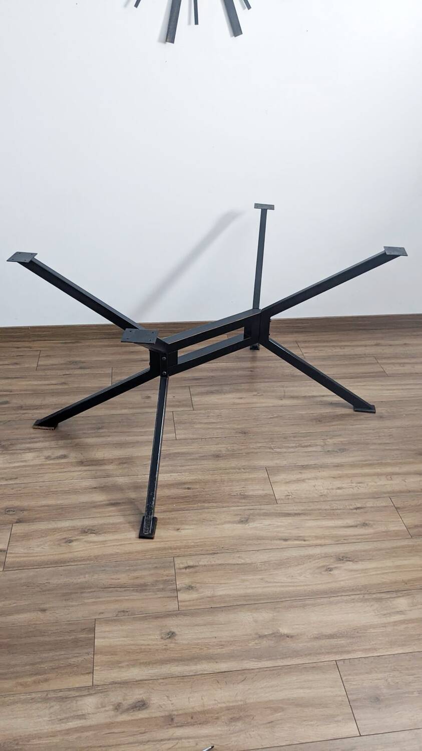 Extendable wooden and metal table, 80s