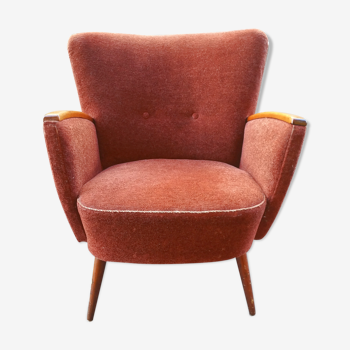 Fauteuil club années 50 60 rouge