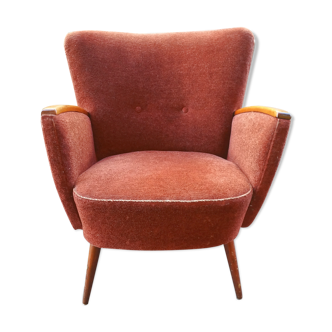 Fauteuil club années 50 60 rouge