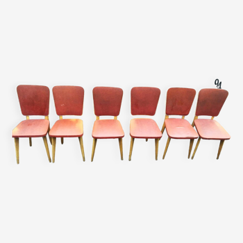 6 vintage leatherette chairs, 1960